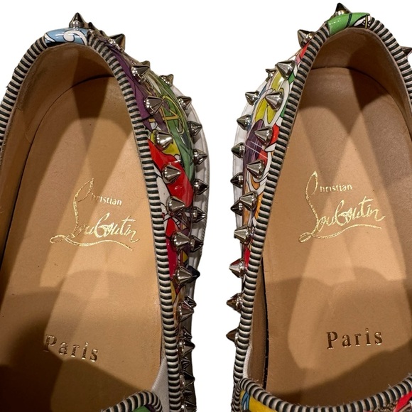 Limited Edition Christian Louboutin Super Pik Boat Graffiti Spike Skaters Flats - Picture 6 of 11